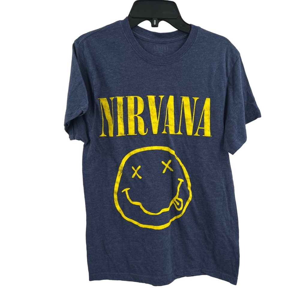 Nirvana Blue Smiley Tee Size Small‎